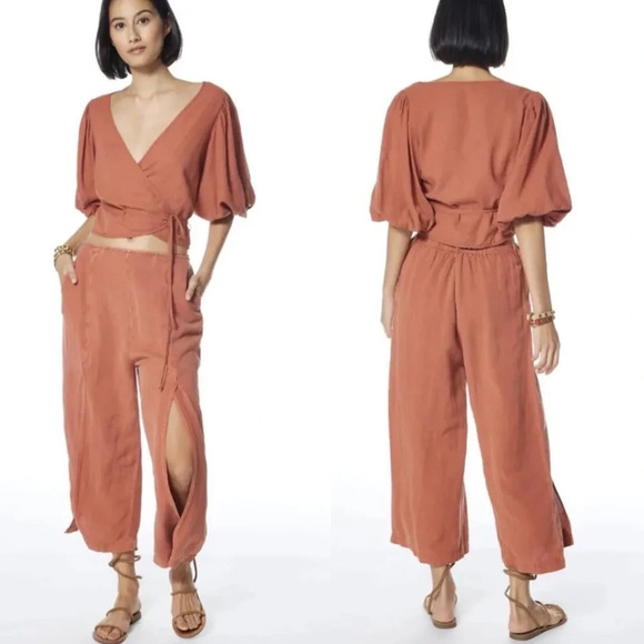 ✨NWT Young Fabulous & Broke Paprika Pigment YFB Split Leg Cove Pant Size Medium - Picture 1 of 12